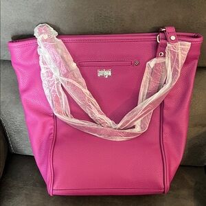 Pink Leather Tote Bag